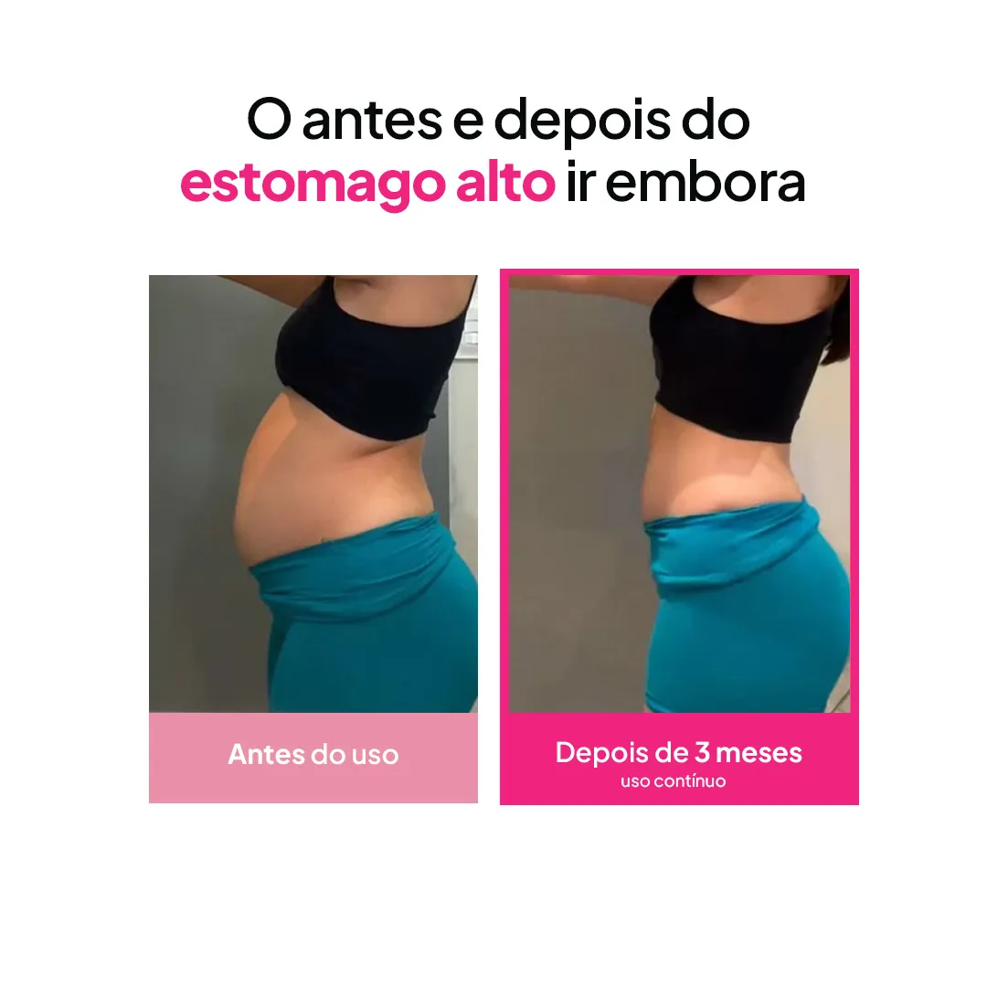 Antes e depois do estômago alto: barriga antes do uso e depois de 3 meses com Meno Aliv