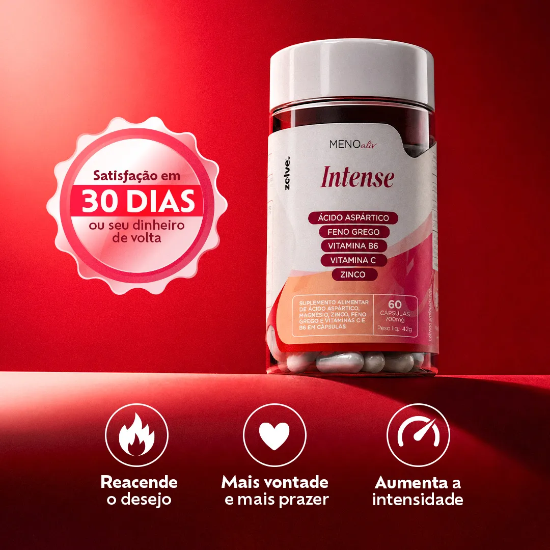 Meno Aliv Intense reacende o desejo, com garantia de satisfação em 30 dias