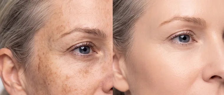 Antes e depois: As manchas apareceram e a base já não cobre.